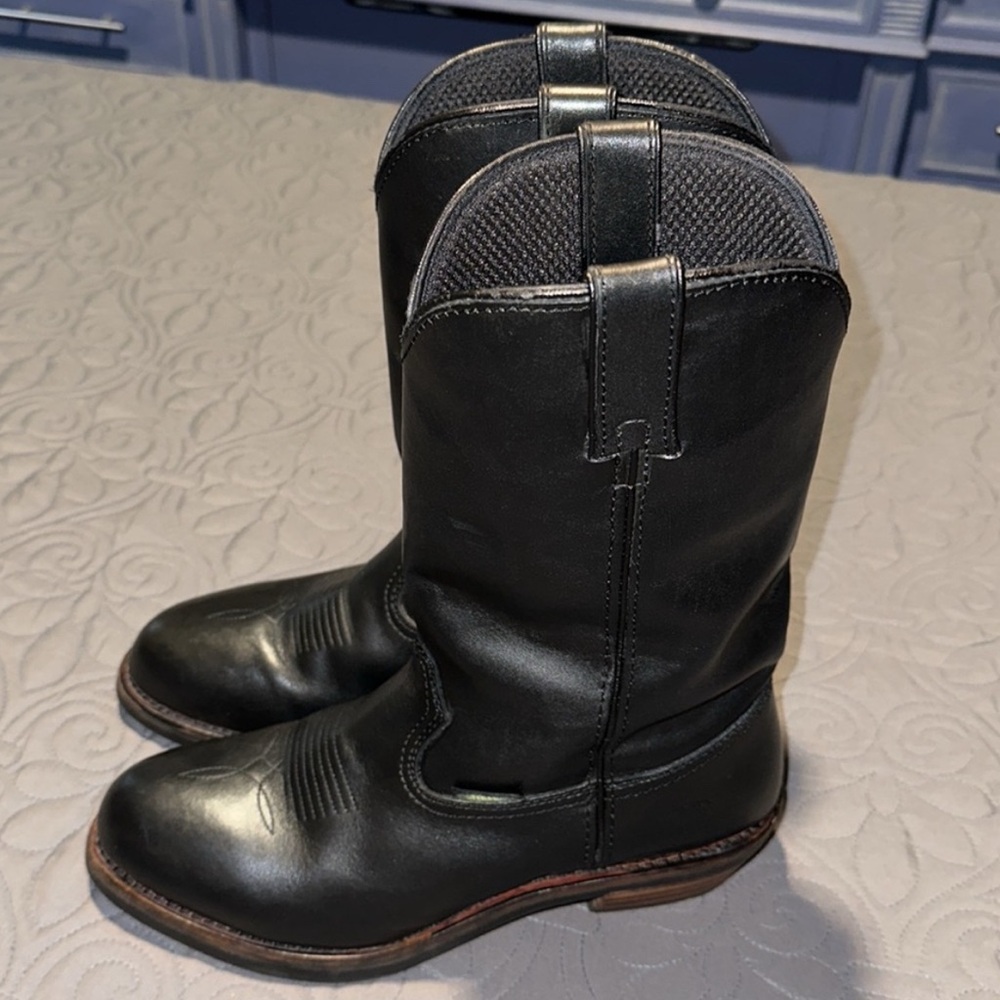 Vintage Dan Post Waterproof Mens Cowboy Boots Wood Heels Size 9.5